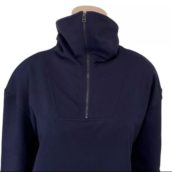 Nordstrom Dark Blue Long Sleeve Partial Zip Sweatshirt Dress Womens Size M NWT - Picture 3 of 7